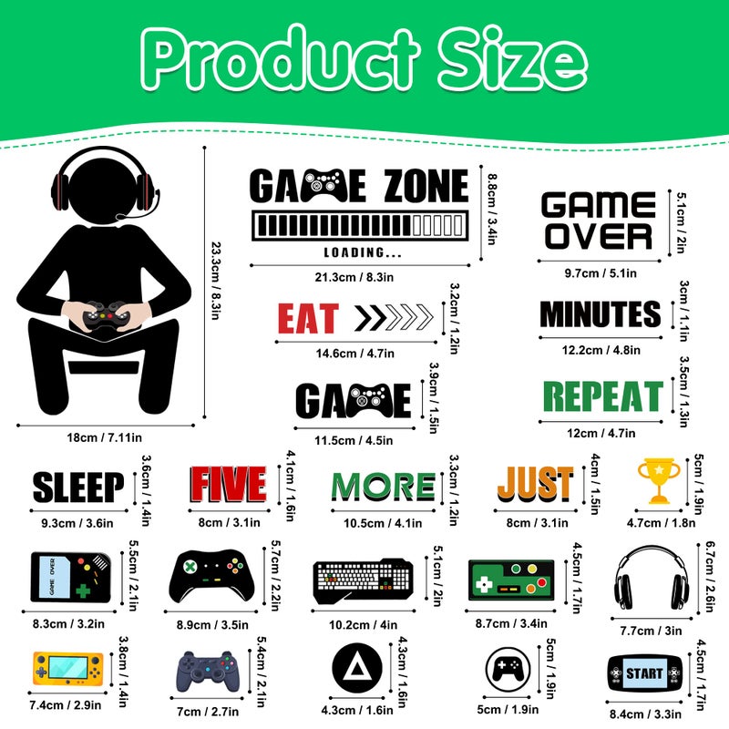 Sinekong Gamer Wall Decals Stickers Glow in The Dark Wall Decals Game Wall Stickers Gaming Controller Wall Decals Game Room Decor Video Game Decal for Boys Kids Girls Bedoom Playroom Wall Decor (Green) - Image 3
